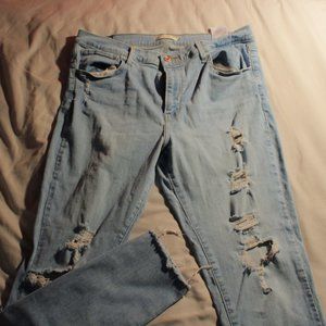High Rise Super Skinny Jeans w/ Rips